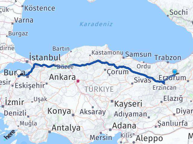 Bayburt Karacabey Bursa Arası Kaç Km - Yol Haritası
