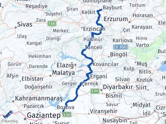Bayburt Karaköprü Şanlıurfa Arası Kaç Km - Yol Haritası