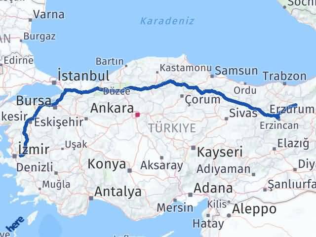 Bayburt Kemalpaşa İzmir Arası Kaç Km - Yol Haritası