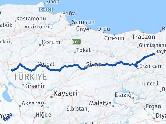 Bayburt Keskin Kırıkkale Arası Kaç Km - Yol Haritası