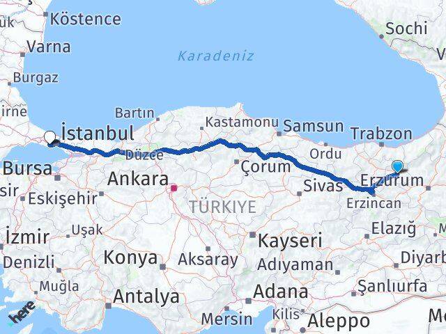 Bayburt Küçükçekmece İstanbul Arası Kaç Km - Yol Haritası