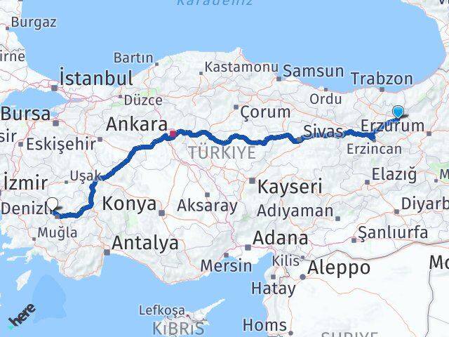 Bayburt Sarayköy Denizli Arası Kaç Km - Yol Haritası