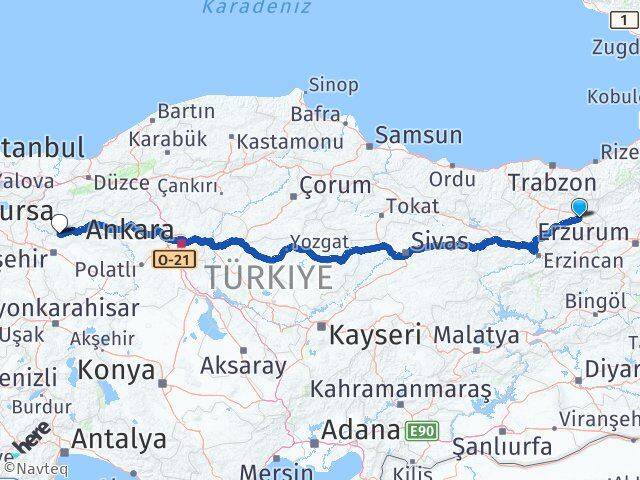 Bayburt Sarıcakaya Eskişehir Arası Kaç Km - Yol Haritası