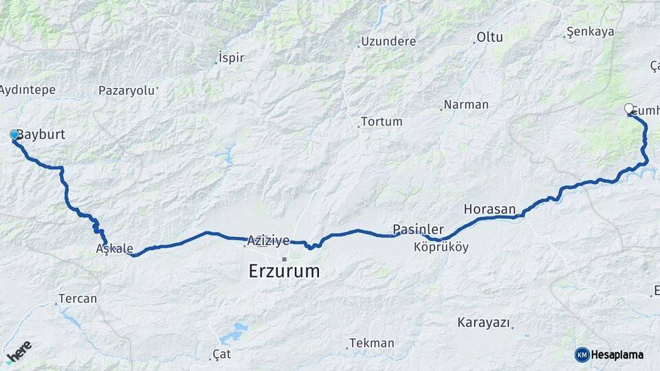 Bayburt Sarıkamış Kars Arası Kaç Km - Yol Haritası