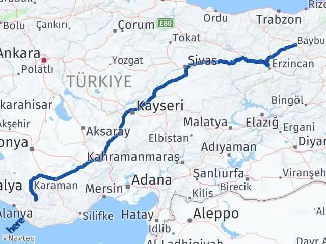 Bayburt Sarıveliler Karaman Arası Kaç Km - Yol Haritası