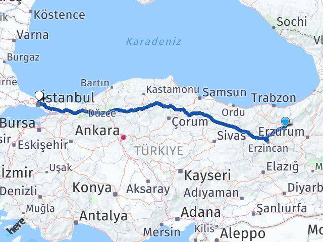 Bayburt Sarıyer İstanbul Arası Kaç Km - Yol Haritası