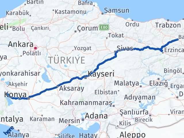 Bayburt Şarkikaraağaç Isparta Arası Kaç Km - Yol Haritası
