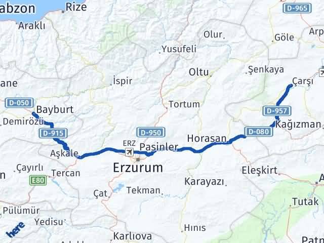 Bayburt Selim Kars Arası Kaç Km - Yol Haritası