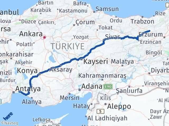Bayburt Serik Antalya Arası Kaç Km - Yol Haritası