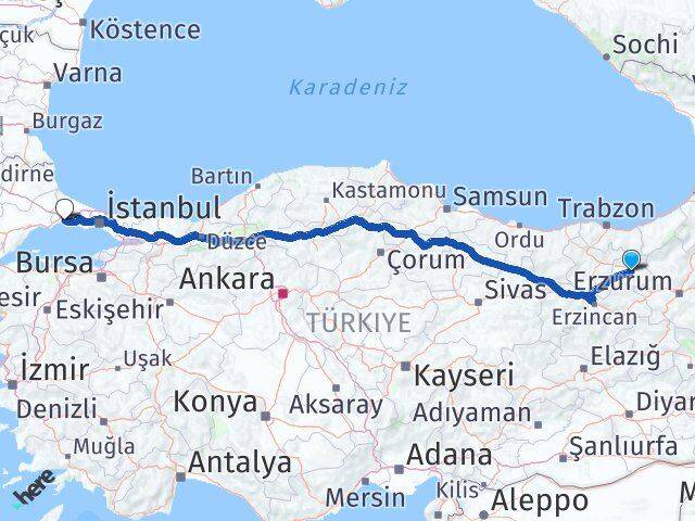 Bayburt Silivri İstanbul Arası Kaç Km - Yol Haritası