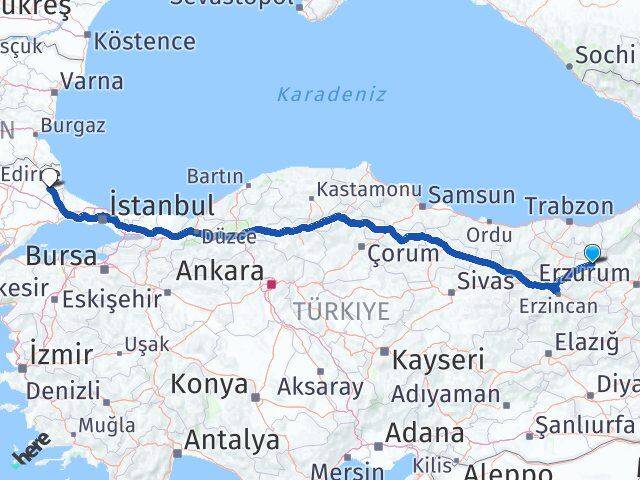 Bayburt Vize Kırklareli Arası Kaç Km - Yol Haritası