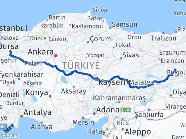 Bilecik Adaklı Bingöl Arası Kaç Km - Yol Haritası