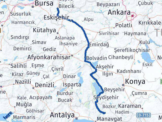 Bilecik Akseki Antalya Arası Kaç Km - Yol Haritası