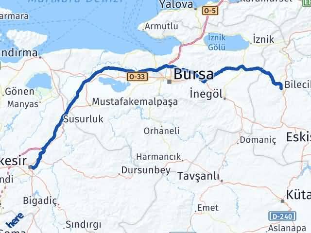 Bilecik Altıeylül Balıkesir Arası Kaç Km - Yol Haritası