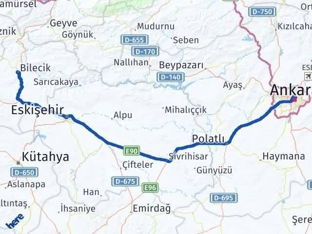 Bilecik Altındağ Ankara Arası Kaç Km - Yol Haritası