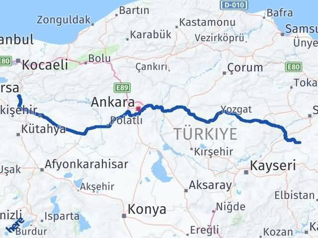 Bilecik Altınyayla Sivas Arası Kaç Km - Yol Haritası