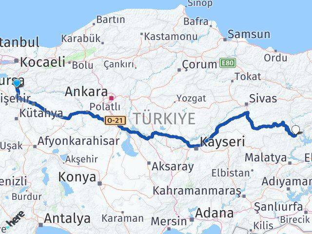 Bilecik Arapgir Malatya Arası Kaç Km - Yol Haritası