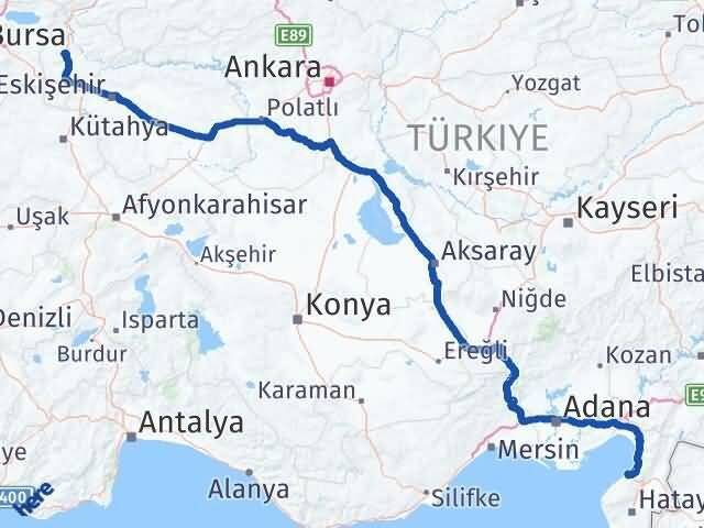 Bilecik Arsuz Hatay Arası Kaç Km - Yol Haritası