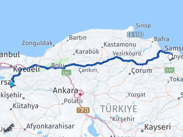 Bilecik Ayvacık Samsun Arası Kaç Km - Yol Haritası
