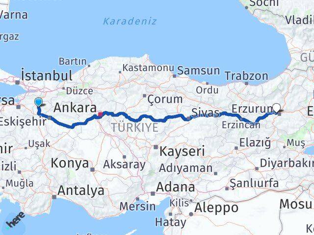 Bilecik Aziziye Erzurum Arası Kaç Km - Yol Haritası
