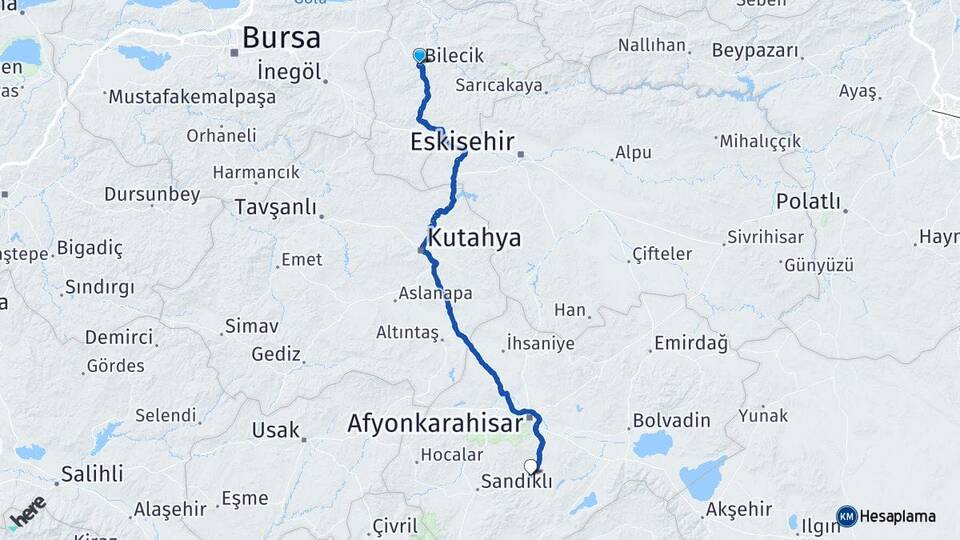 Bilecik Bahçelievler Arası Kaç Km - Yol Haritası