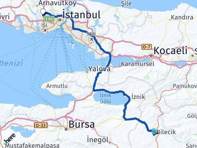 Bilecik Başakşehir İstanbul Arası Kaç Km - Yol Haritası
