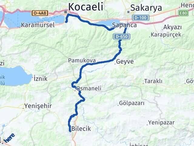 Bilecik Başiskele Kocaeli Arası Kaç Km - Yol Haritası
