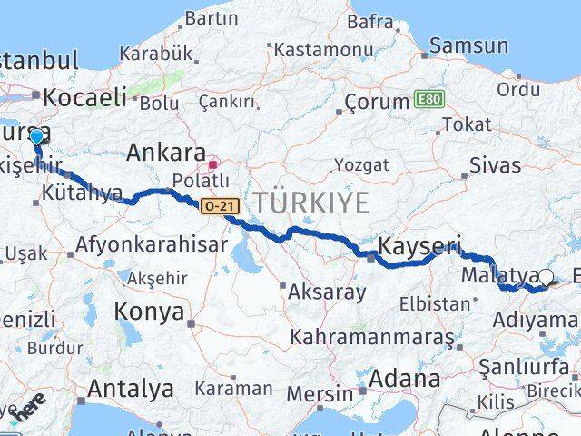Bilecik Battalgazi Malatya Arası Kaç Km - Yol Haritası