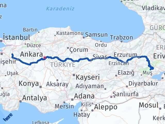 Bilecik Bulanık Muş Arası Kaç Km - Yol Haritası