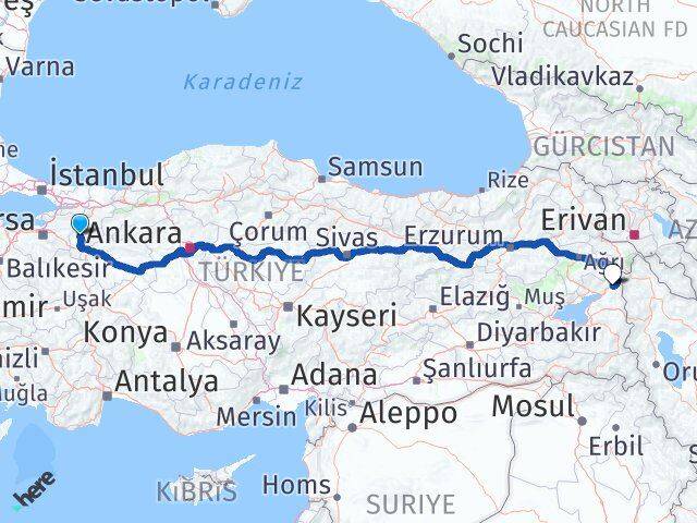 Bilecik Çaldıran Van Arası Kaç Km - Yol Haritası