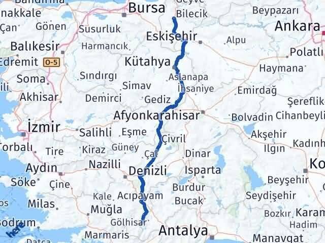 Bilecik Çameli Denizli Arası Kaç Km - Yol Haritası
