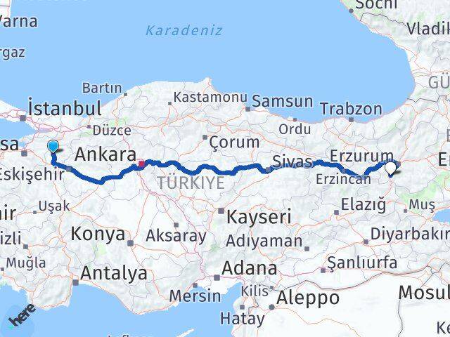 Bilecik Çat Erzurum Arası Kaç Km - Yol Haritası