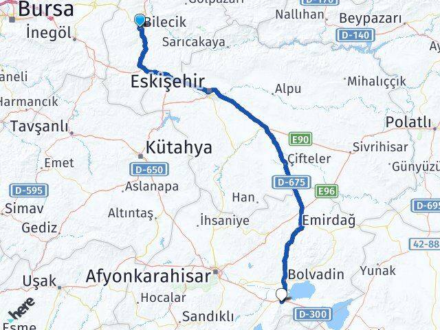 Bilecik Çay Afyonkarahisar Arası Kaç Km - Yol Haritası