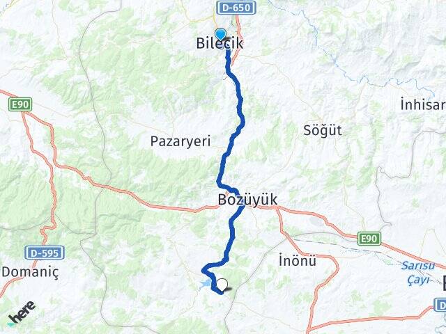 Bilecik Çokçapınar Bozüyük Arası Kaç Km - Yol Haritası