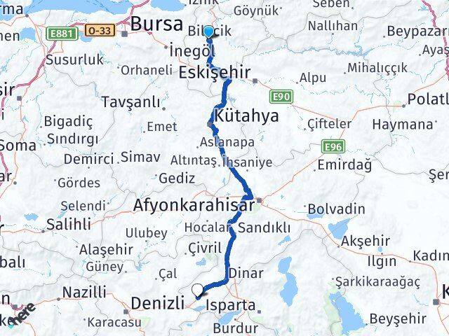Bilecik Dazkırı Afyonkarahisar Arası Kaç Km - Yol Haritası