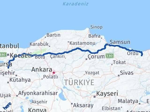 Bilecik Dereli Giresun Arası Kaç Km - Yol Haritası