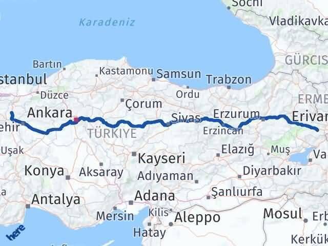 Bilecik Diyadin Ağrı Arası Kaç Km - Yol Haritası