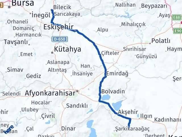Bilecik Doğanhisar Konya Arası Kaç Km - Yol Haritası