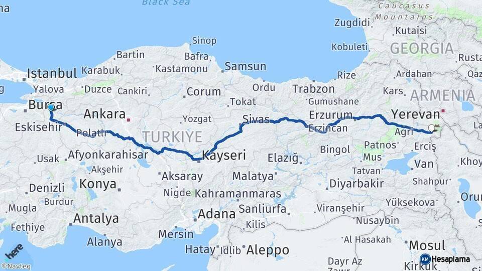Bilecik Doğubayazıt Ağrı Arası Kaç Km - Yol Haritası