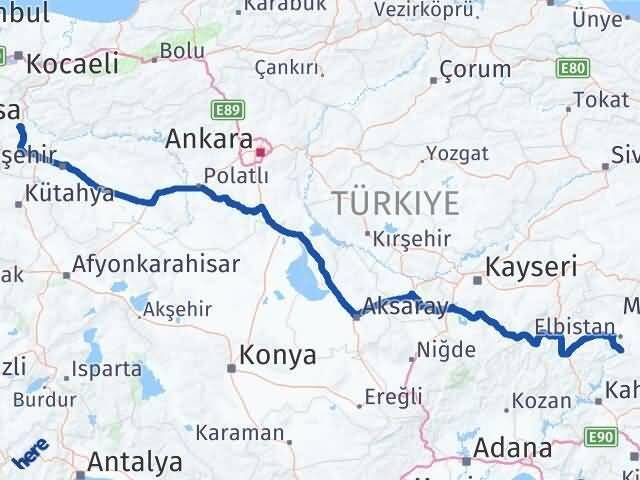 Bilecik Ekinözü Kahramanmaraş Arası Kaç Km - Yol Haritası