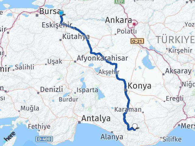 Bilecik Ermenek Karaman Arası Kaç Km - Yol Haritası