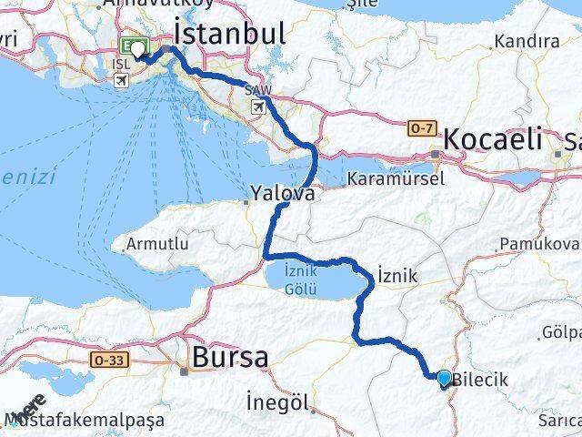 Bilecik Esenler İstanbul Arası Kaç Km - Yol Haritası