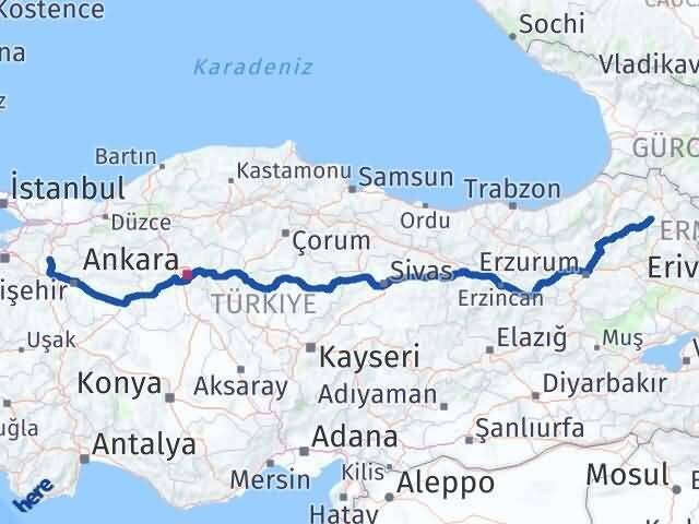 Bilecik Göle Ardahan Arası Kaç Km - Yol Haritası