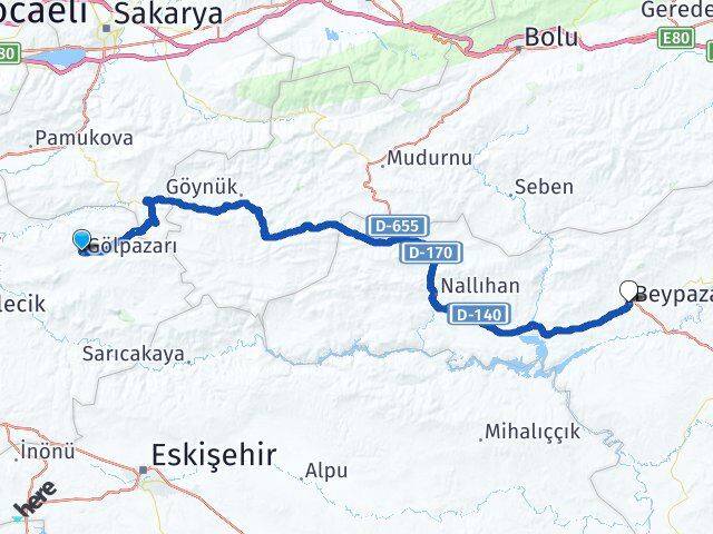 Bilecik Gölpazarı Beypazarı Ankara Arası Kaç Km - Yol Haritası
