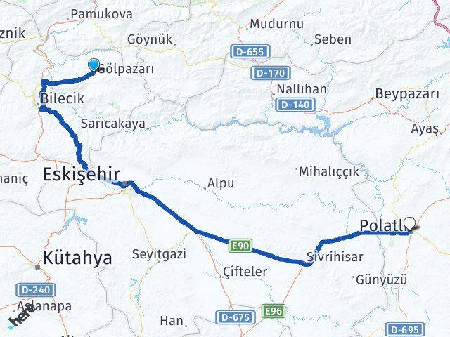 Bilecik Gölpazarı Polatlı Ankara Arası Kaç Km - Yol Haritası