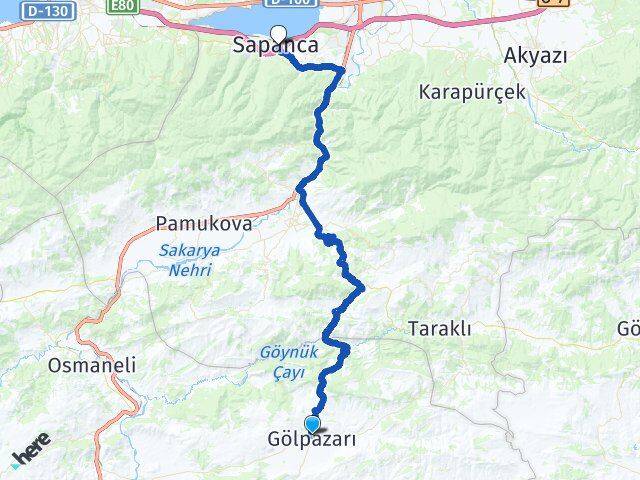 Bilecik Gölpazarı Sapanca Sakarya Arası Kaç Km - Yol Haritası
