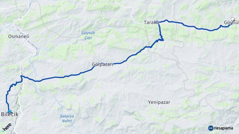 Bilecik Göynük Bolu Arası Kaç Km - Yol Haritası