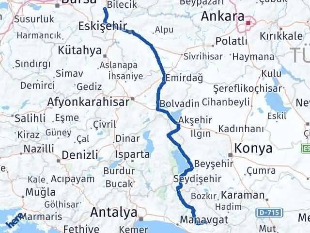 Bilecik Gündoğmuş Antalya Arası Kaç Km - Yol Haritası