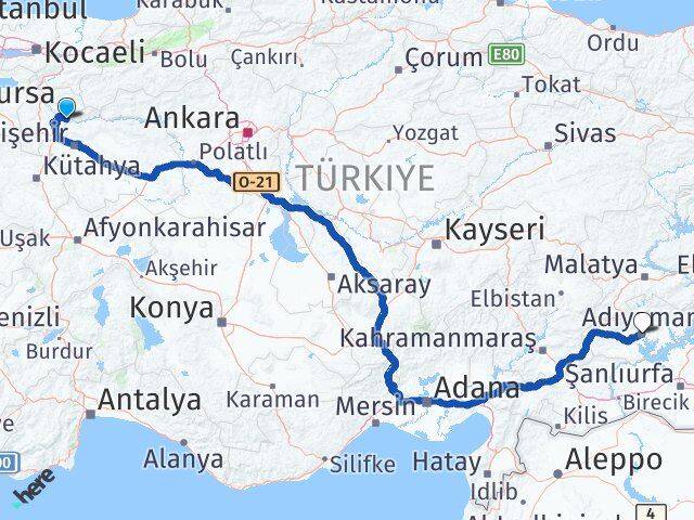 Bilecik İnhisar Adıyaman Arası Kaç Km - Yol Haritası
