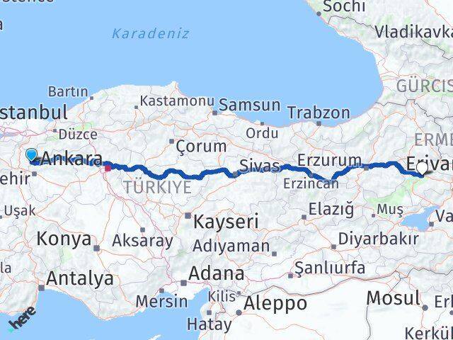 Bilecik İnhisar Ağrı Arası Kaç Km - Yol Haritası